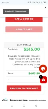 ROBSAUTOS coupon verification screenshot