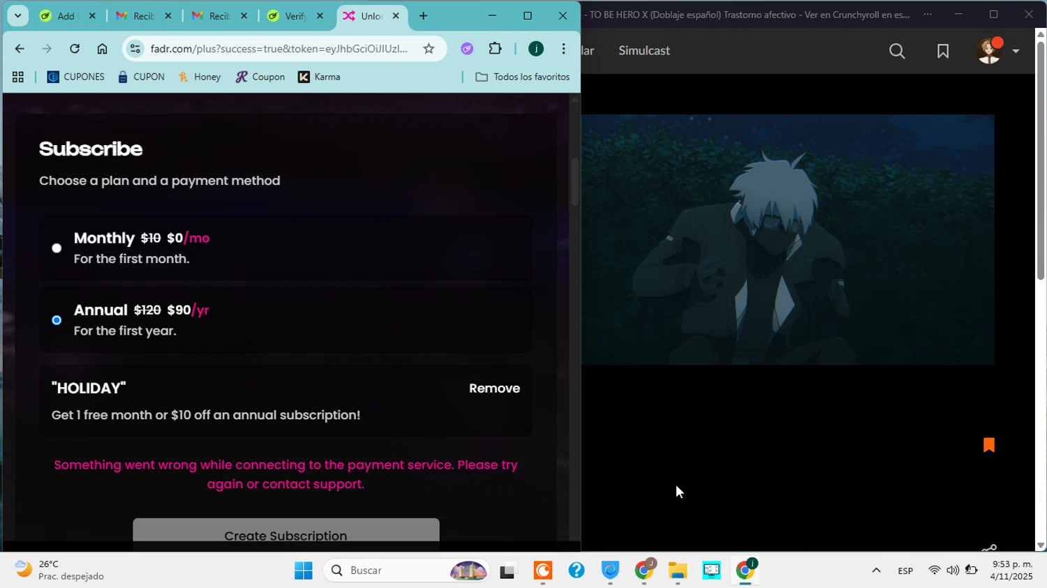 Fadr promo code screenshot showing code HOLIDAY applied at Fadr checkout page. Uploaded by SimplyCodes community member jorgejavierherrera on Nov 5, 2025