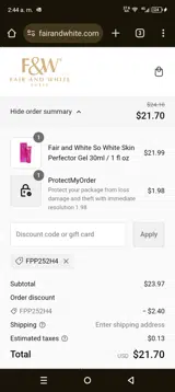 FPP252H4 coupon verification screenshot
