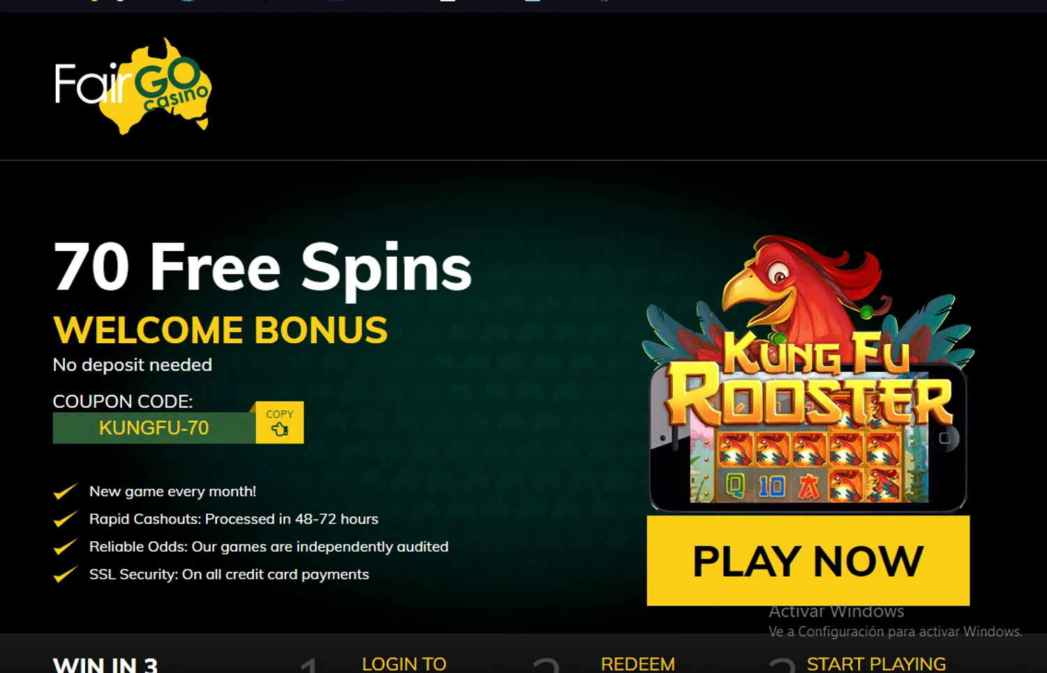 Fair Go Casino checkout page showing Fair Go Casino coupon code box | Screenshot taken by SimplyCodes community member on Dec 31, 2024