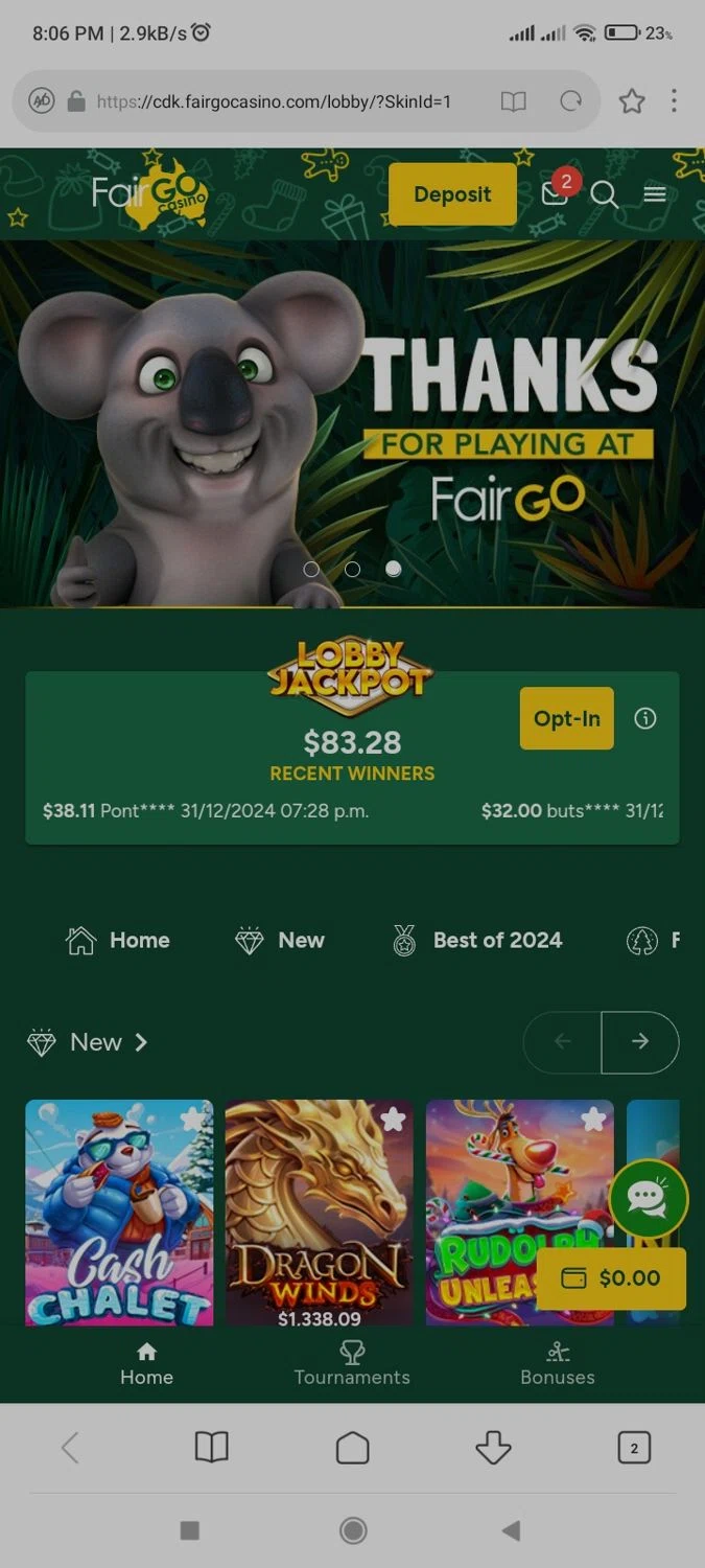Fair Go Casino checkout page showing Fair Go Casino coupon code box | Screenshot taken by SimplyCodes community member on Jan 1, 2025