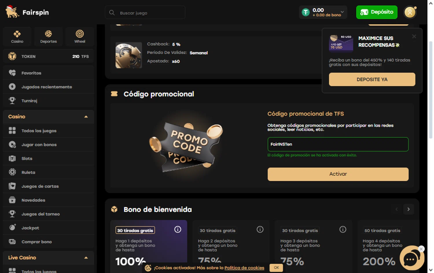 Fairspin checkout page showing Fairspin promo code box | Screenshot taken by SimplyCodes community member on Jan 14, 2024