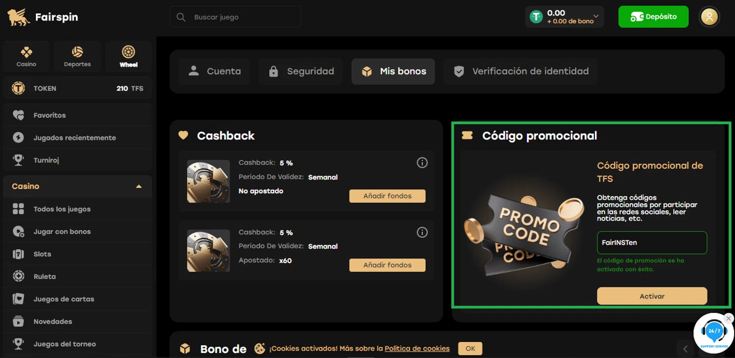 Fairspin checkout page showing Fairspin promo code box | Screenshot taken by SimplyCodes community member on Sep 22, 2023