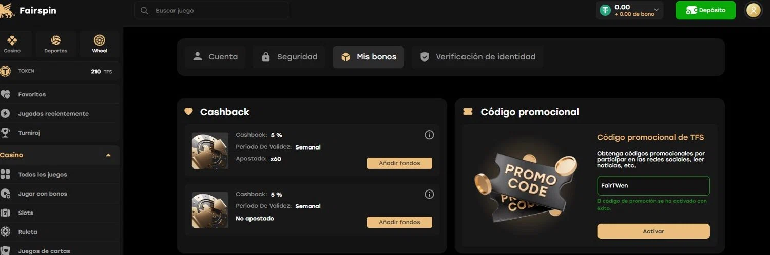 Fairspin checkout page showing Fairspin promo code box | Screenshot taken by SimplyCodes community member on Oct 25, 2023