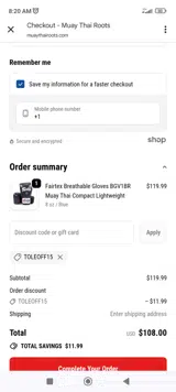 Fairtex coupon verification screenshot