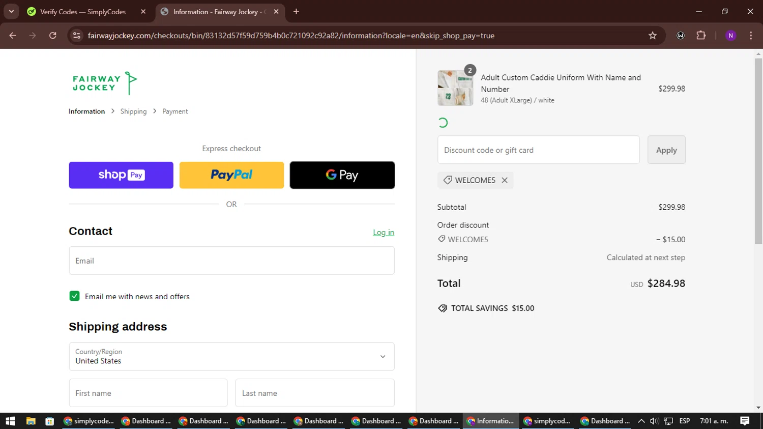 how to use Fairway Jockey coupons