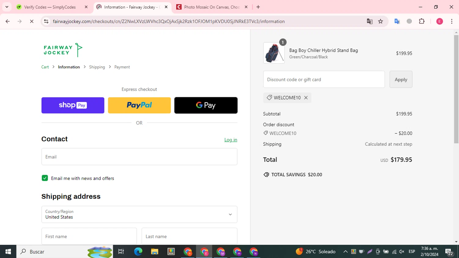 where to use Fairway Jockey promo code box