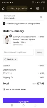 Save15 coupon verification screenshot