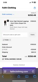 FC10 coupon verification screenshot