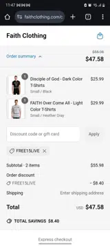 Free15live coupon verification screenshot