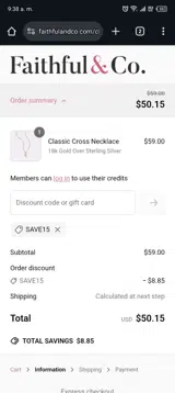 save15 coupon verification screenshot