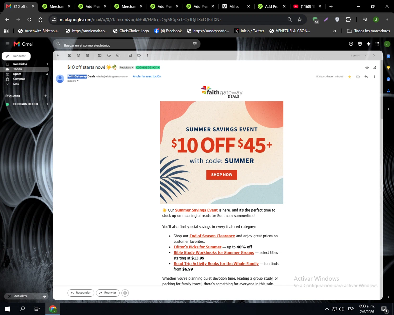 FaithGateway promo code screenshot showing code SUMMER applied at FaithGateway checkout page. Uploaded by SimplyCodes community member Codehunter on Jun 2, 2026