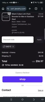Dad15 coupon verification screenshot