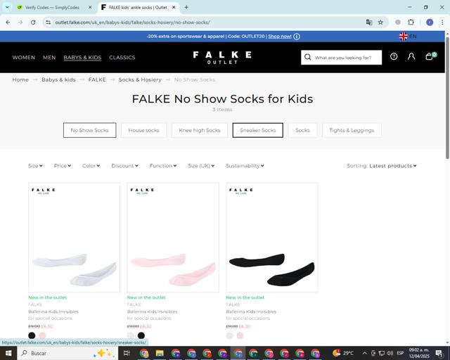 Falke checkout page showing Falke promo code box | Screenshot taken by SimplyCodes community member on Apr 12, 2025