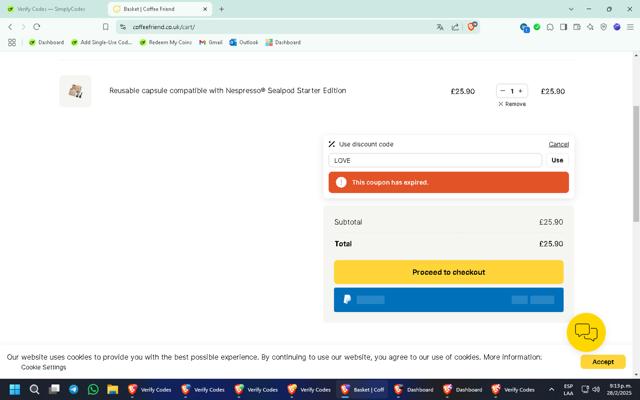 Falke checkout page showing Falke promo code box | Screenshot taken by SimplyCodes community member on Mar 15, 2025