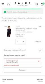 runnersflow15 coupon verification screenshot