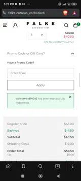 welcome-d1k0a5 coupon verification screenshot