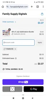 FAMSU50 coupon verification screenshot