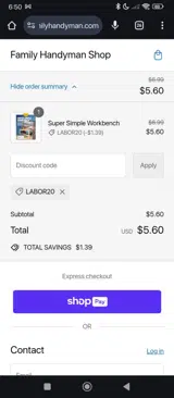 LABOR20 coupon verification screenshot