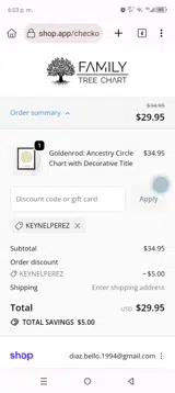 KEYNELPEREZ coupon verification screenshot