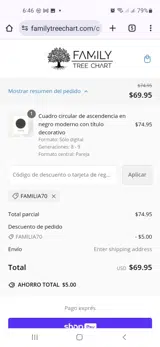 FAMIL70 coupon verification screenshot