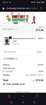 SUMMER coupon verification screenshot