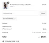 SAVENOW25 coupon verification screenshot