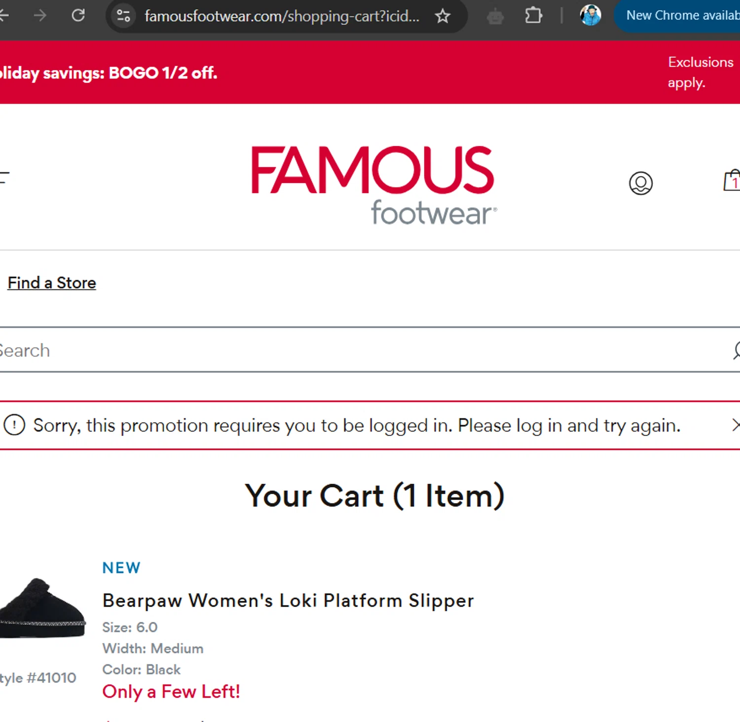 Famous footwear $10 off $50 in store online