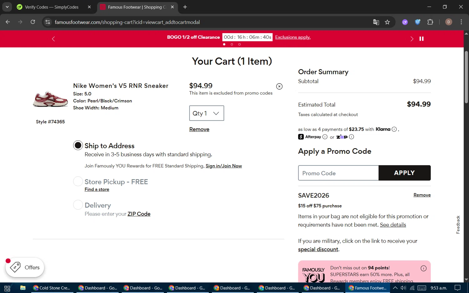 famous footwear nike coupon