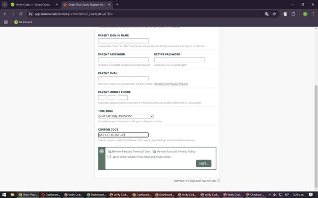 FamZoo checkout page showing FamZoo coupon code box | Screenshot taken by SimplyCodes community member on Feb 6, 2025