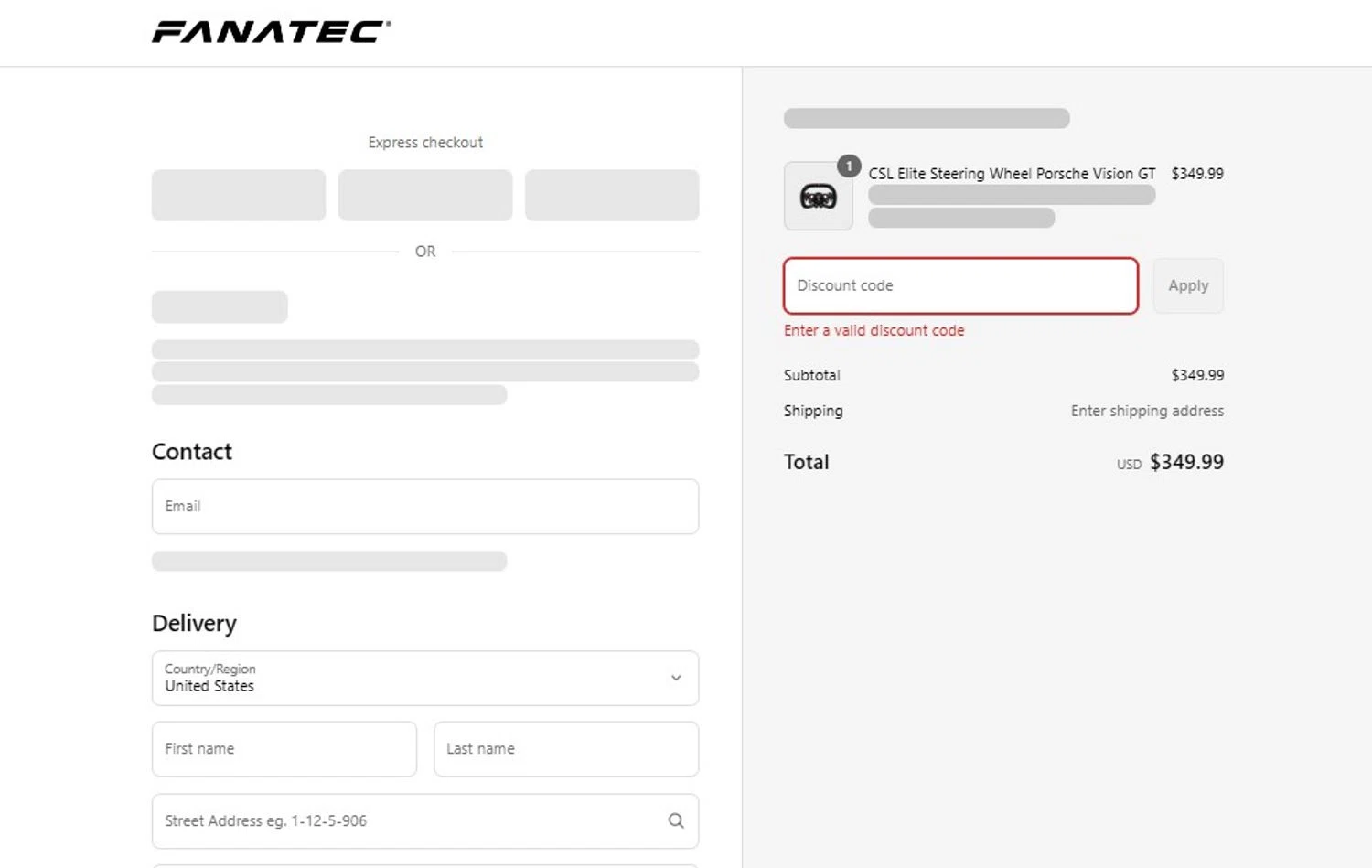 Fanatec discount code screenshot showing code COUPON5 applied at Fanatec checkout page. Uploaded by SimplyCodes community member VictoriousSpotter2855 on Aug 23, 2025