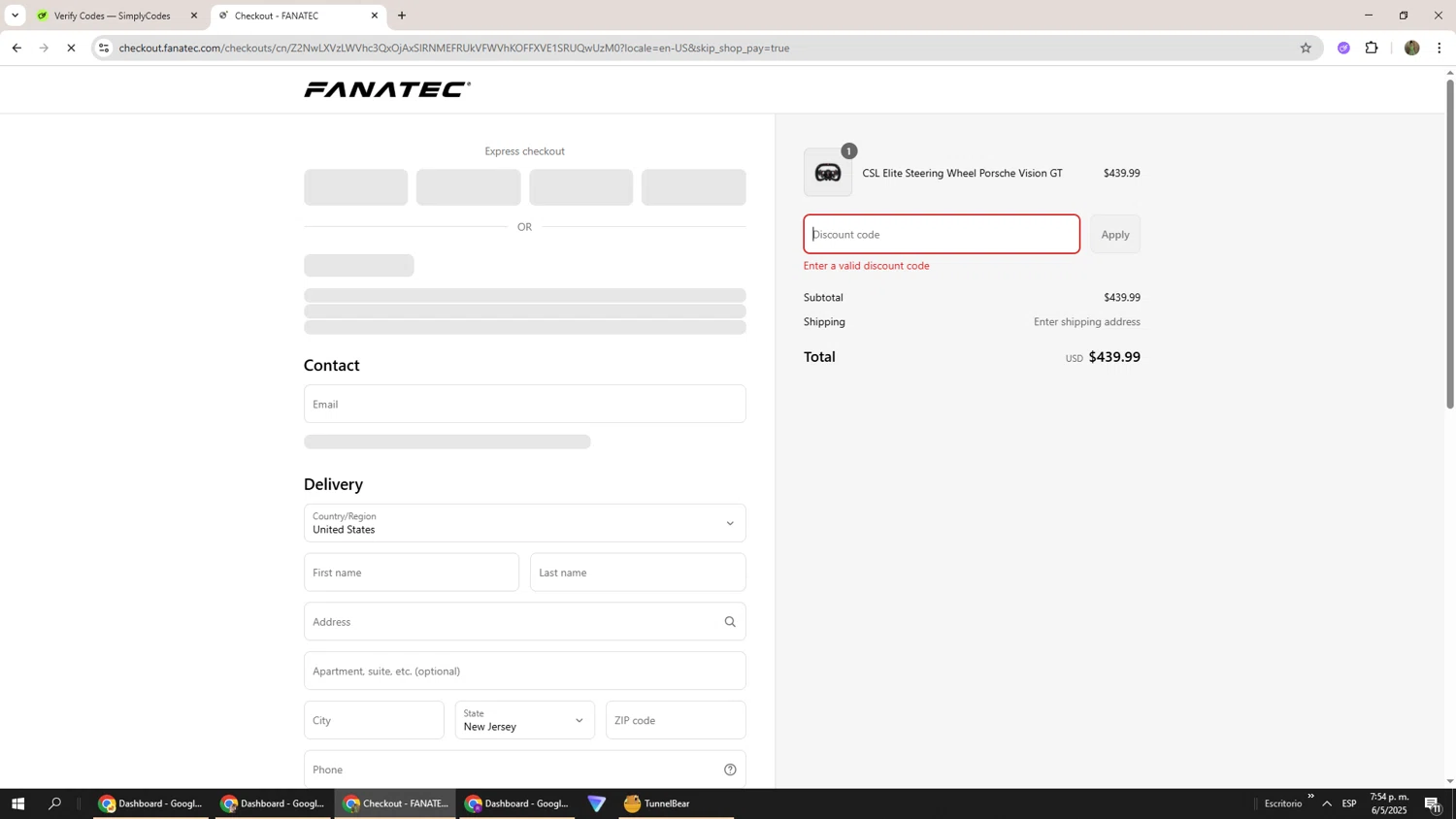 Fanatec discount code screenshot showing code RACING15 applied at Fanatec checkout page. Uploaded by SimplyCodes community member Phoenix585 on May 6, 2025