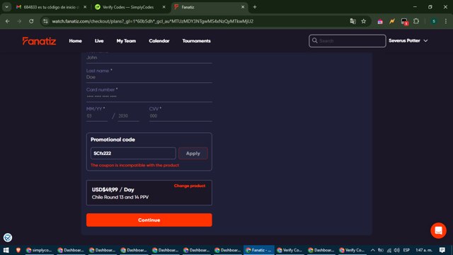 Fanatiz checkout page showing Fanatiz promo code box | Screenshot taken by SimplyCodes community member on Mar 17, 2025