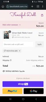 SYLVANGLADE coupon verification screenshot