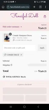 COSMICTREAT coupon verification screenshot