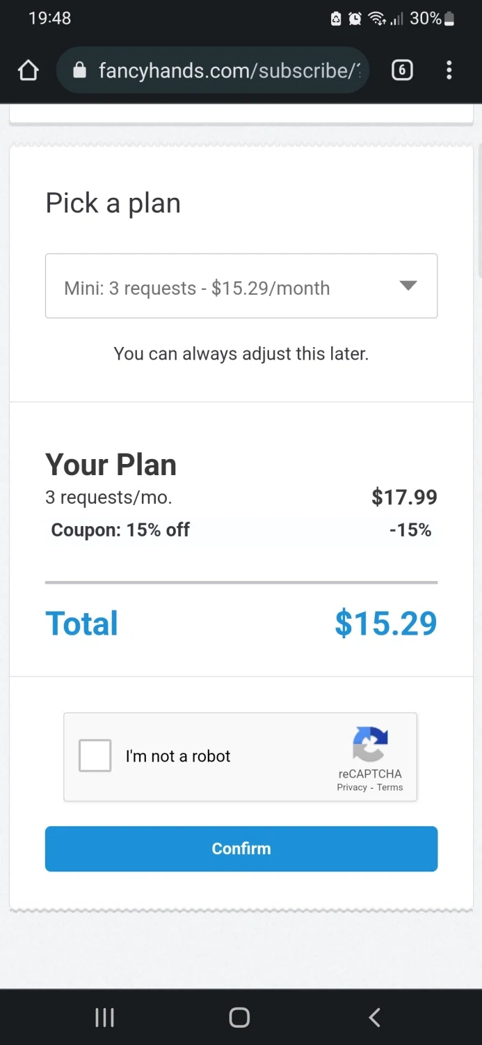 where to use Fancy Hands promo code box