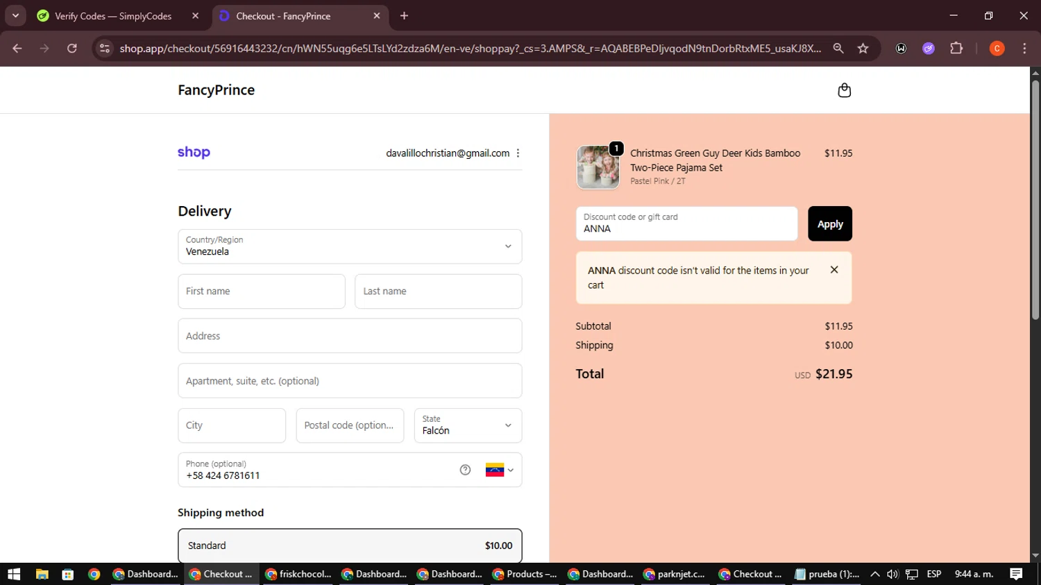 FancyPrince promo code screenshot showing code ANNA applied at FancyPrince checkout page. Uploaded by SimplyCodes community member NatanaelCano on Nov 9, 2025