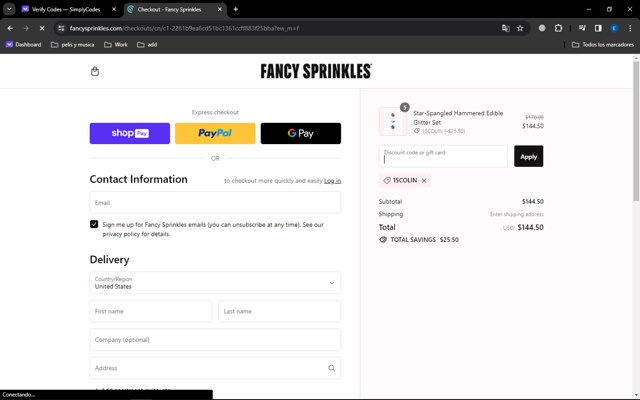 Fancy Sprinkles checkout page showing Fancy Sprinkles promo code box | Screenshot taken by SimplyCodes community member on Dec 30, 2023