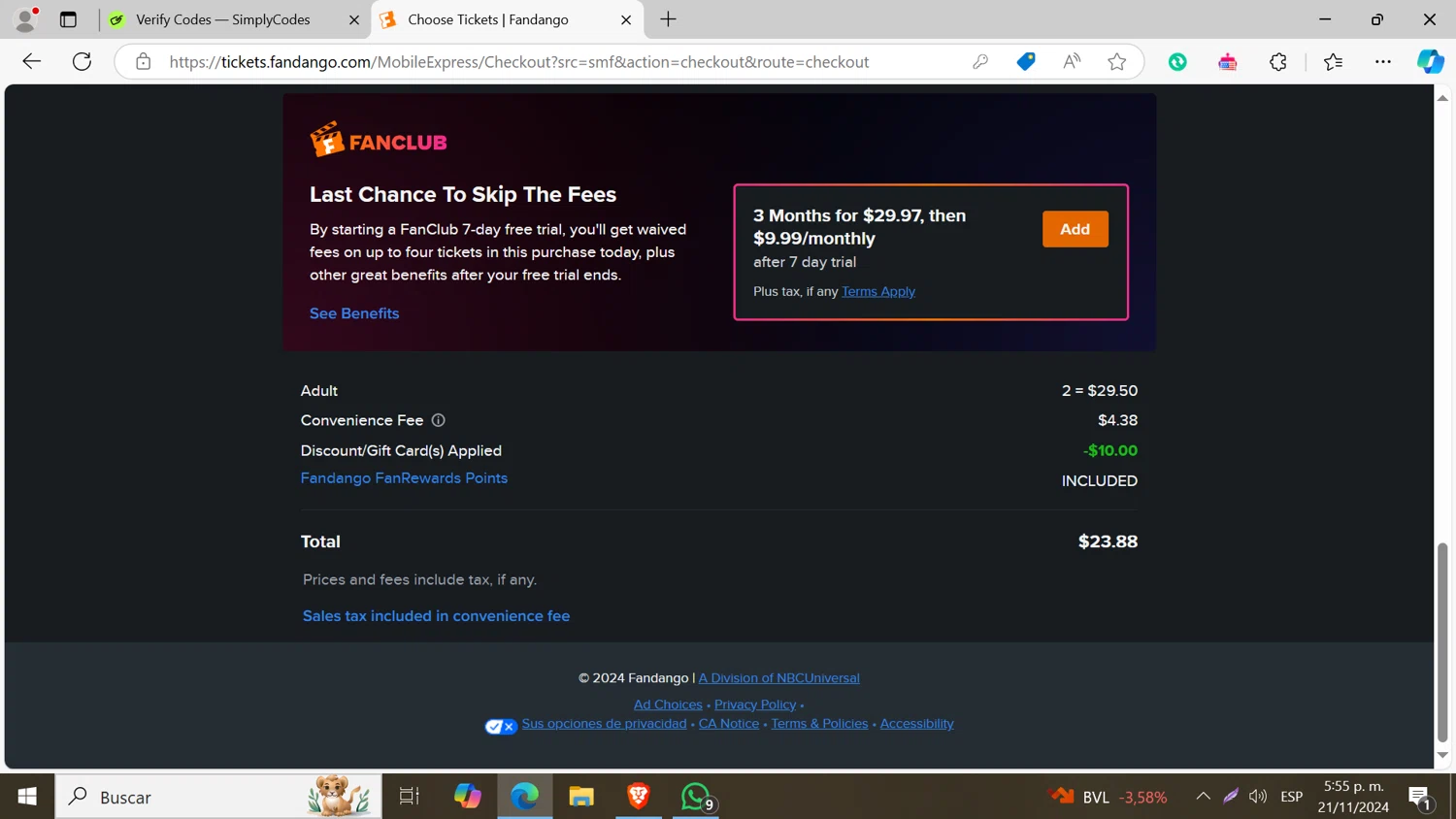 Fandango Promo Codes - 10% Off | January 2025