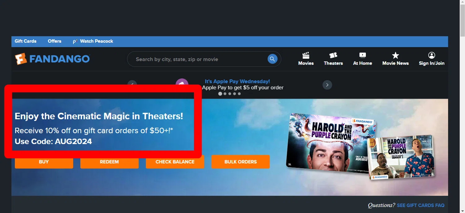 Fandango promo code balance deals