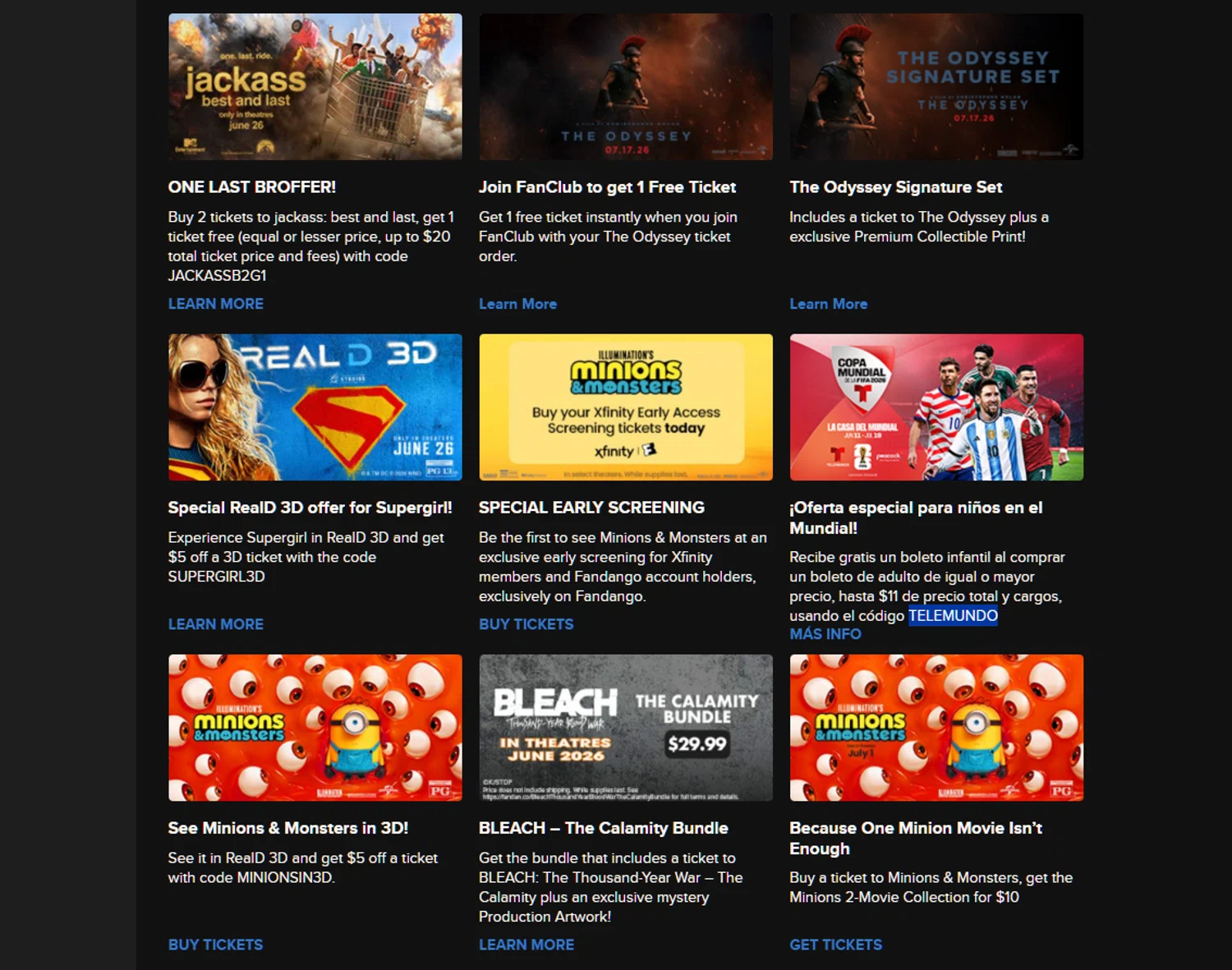 Fandango At Home promo code screenshot showing code TELEMUNDO applied at Fandango At Home checkout page. Uploaded by SimplyCodes community member Dejadepicharme on Jun 22, 2026