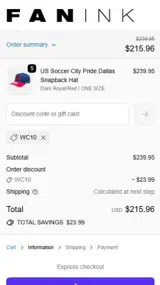 WC10 coupon verification screenshot