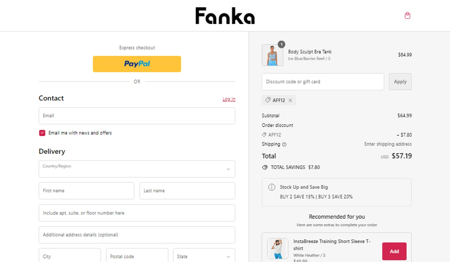 where to use Fanka promo code box