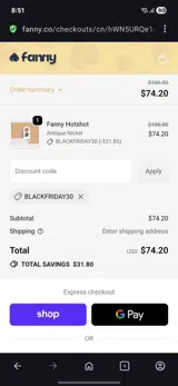 Blackfriday30 coupon verification screenshot