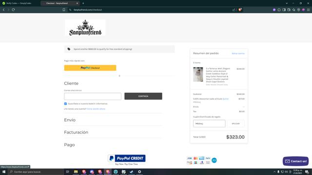 FanPlusFriend checkout page showing FanPlusFriend promo code box | Screenshot taken by SimplyCodes community member on Jun 21, 2025