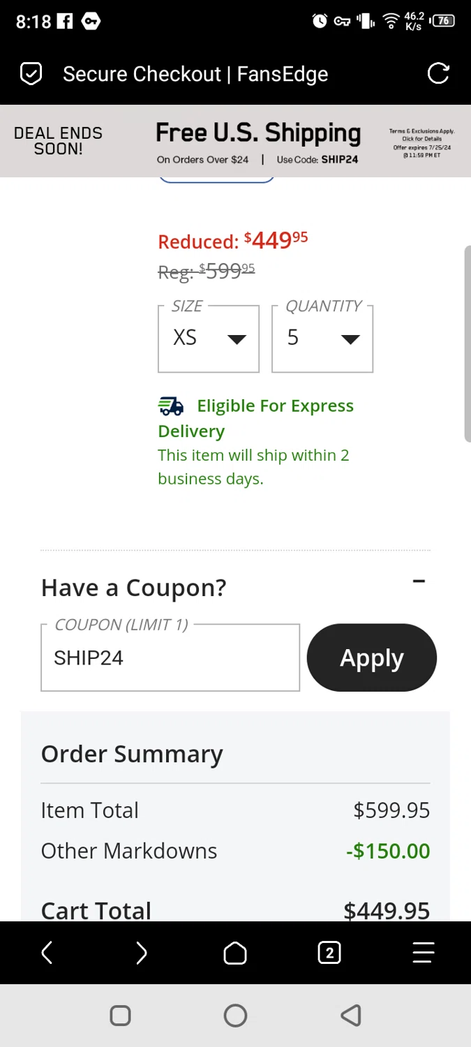 FansEdge Promo Codes 25 Off August 2024