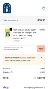REDROOMFCBD coupon verification screenshot