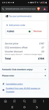 Furn5 coupon verification screenshot