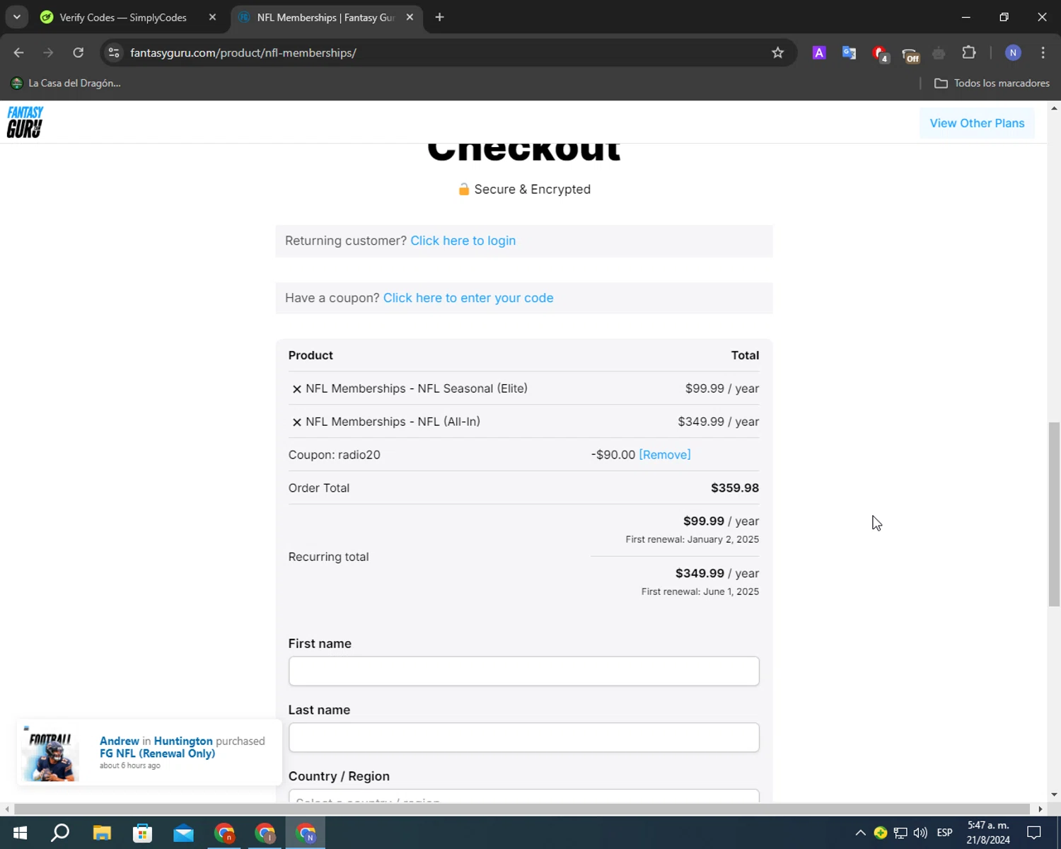 how to use FantasyGuru.com coupons