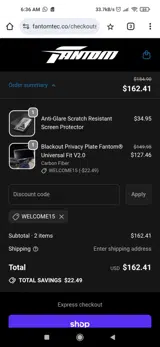 welcome15 coupon verification screenshot
